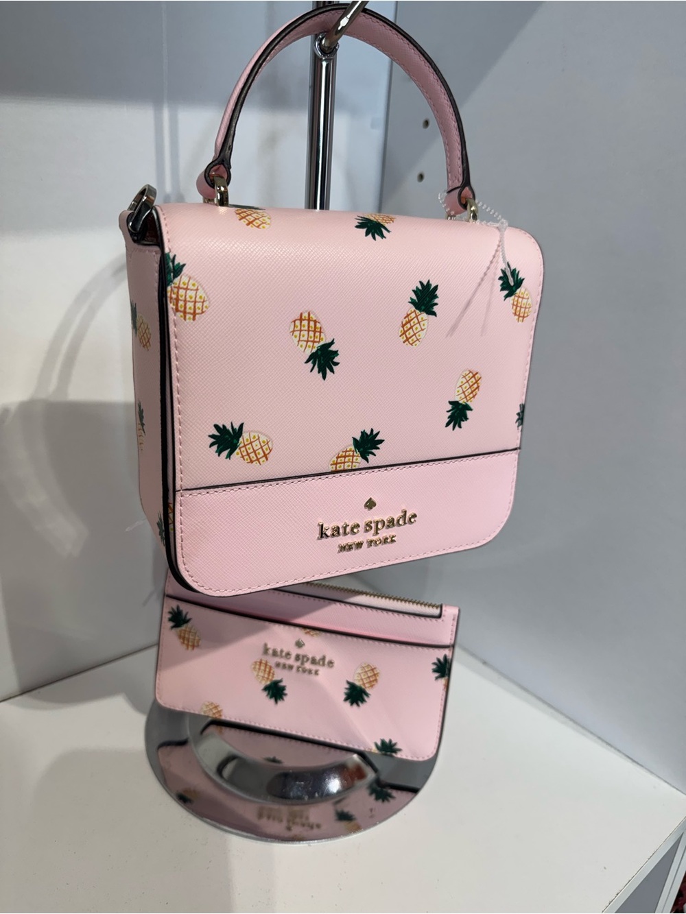 kate spade Pink Pineapple Print Mini Top-Handle Bag